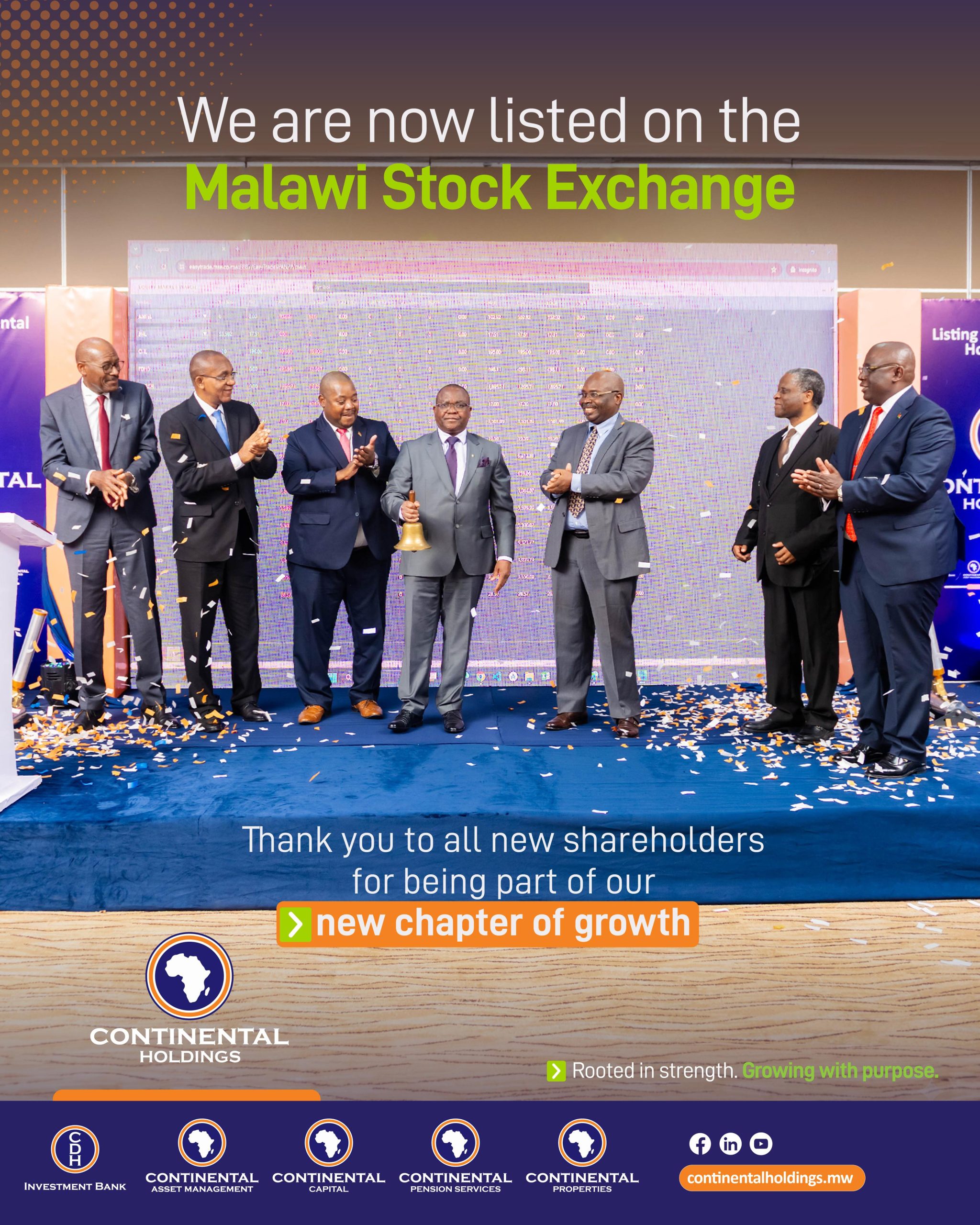 Continental Holdings is now listed on the Malawi Stock Exchange - thank you to all new shareholders
